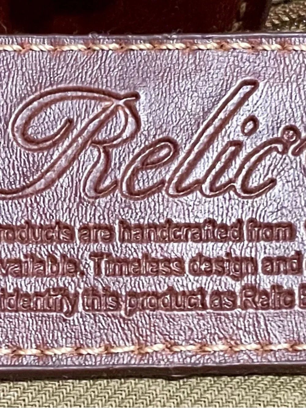 Relic Brown Embossed Leather Logo Patch Tote